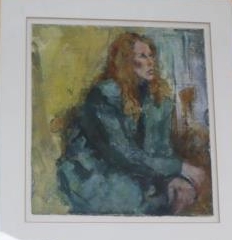Lesley Robertshaw, oil on board, 'Unknown model 1995', initialled with Lewes Gallery label verso, 28 x 26cm